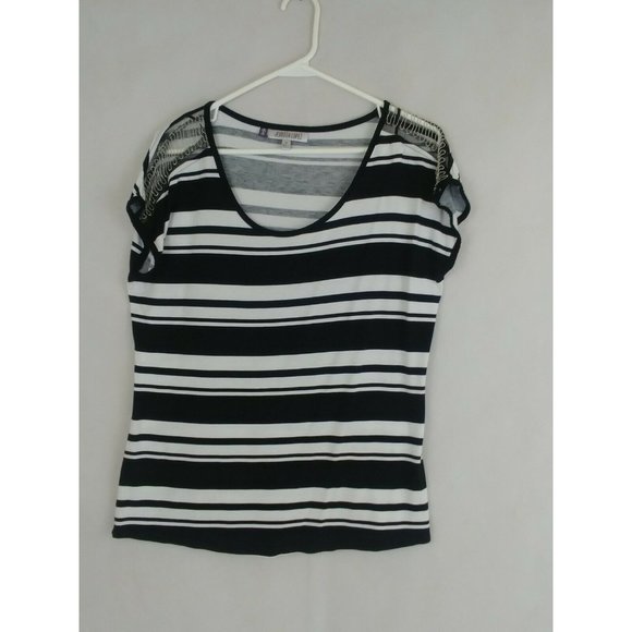 Jennifer Lopez Tops - Jennifer Lopez Black And White Striped Shirt Size M